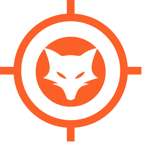 FoxOff Logo with a fox silhouette inside an orange circle on a white background